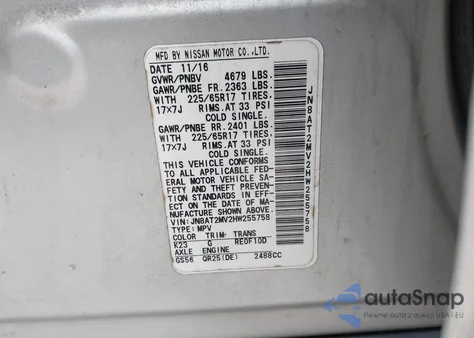 2017 Nissan Rogue S z USA, uszkodzony, nr VIN JN8AT2MV2HW255758